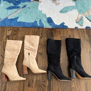 Vince Camuto Black and Tan Heeled Boots